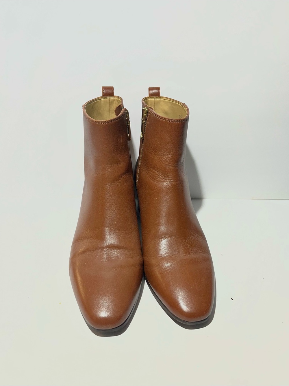 😍 Talbots Men’s Chestnut Brown Leather Chukka Zip Ankle Boots size 9